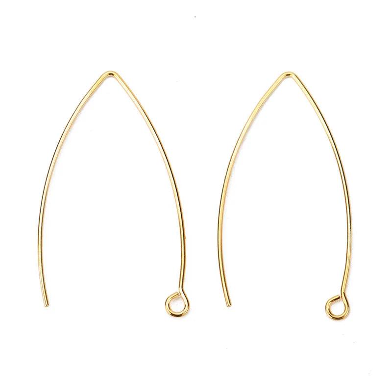 20pcs/lot Stainless Steel Anti Allergy V Shape Earring Hooks Hypoallergenic Earrings Clasp Wire For Diy Jewelry Making Findings