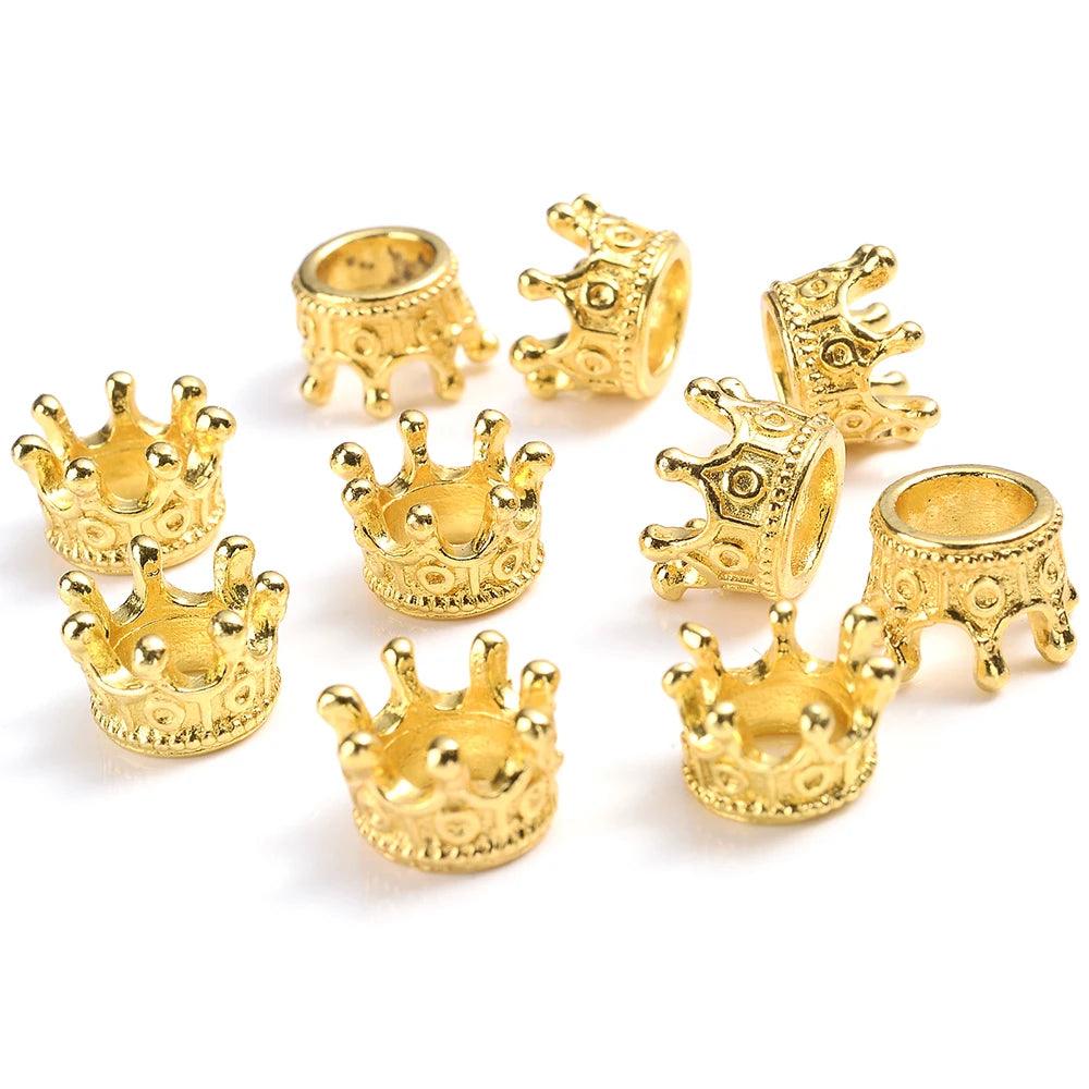 10/50pcs Alloy Loose Spacer Beads Gold Silver Crown Beads for Jewelry Making DIY Bracelet Handmade Accessories 6x9/12mm