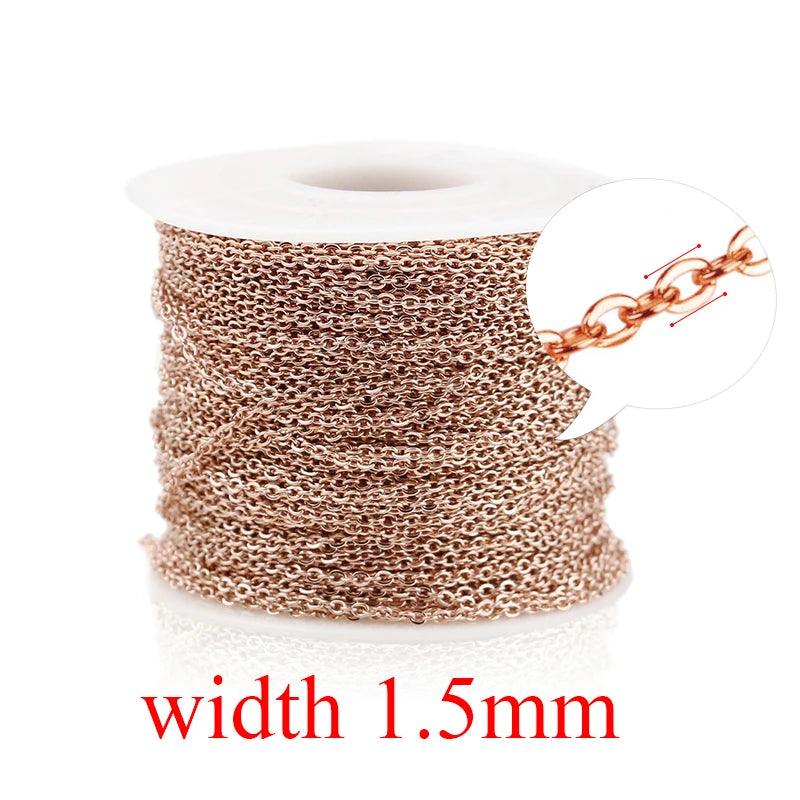 2m/lot Stainless Steel Cable Chain Bulk for Silver Rose Gold Chain 1mm 1.5mm 2mm 2.5mm Necklace Diy Jewelry Materials