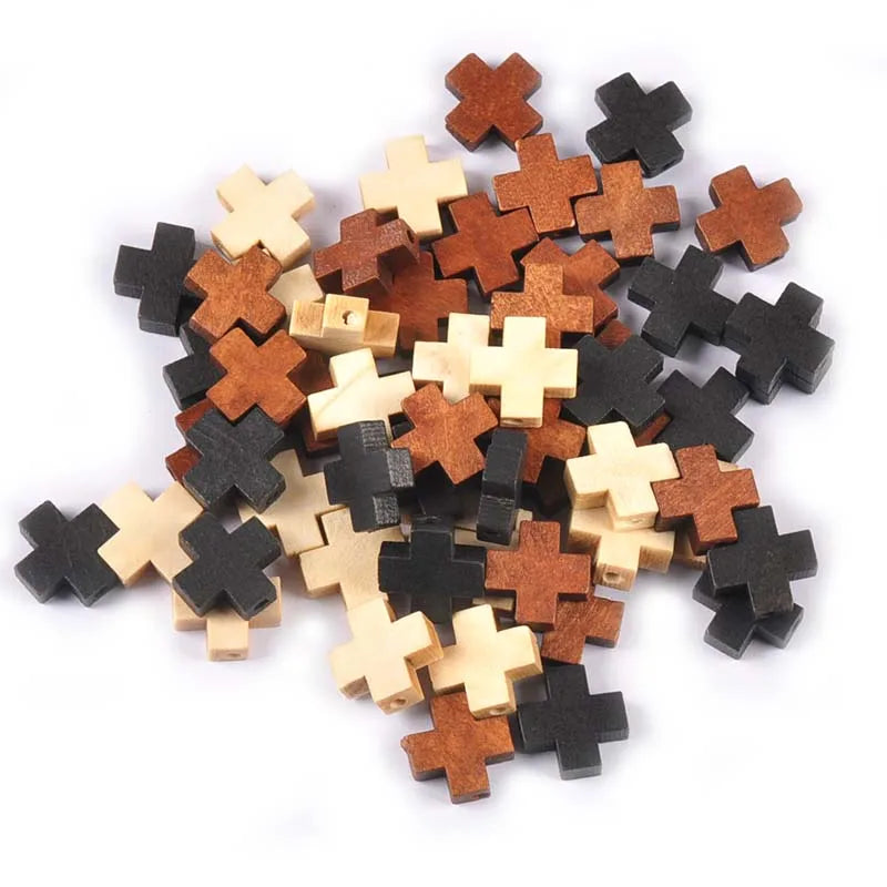 15x15mm 50Pcs Mixed Cross Unfinished Wooden Handmade Supplies Wood DIY Craft Scrapbook Home Decor Ornaments Accessories M2673