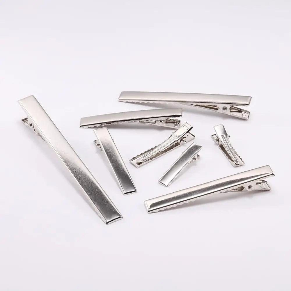 20/50Pcs/lot 30-55mm Metal Flat Single Prong Alligator Hairpin Clip Blank Setting Base For DIY Hair Clip Jewelry Making Supplies
