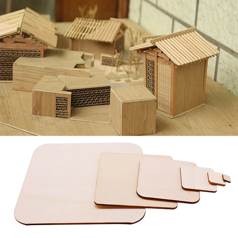 Unfinished Wood Venner Sheet DIY Printed Blank Wooden Plate Model Slices Supplies Wooden Squares Home Decoration