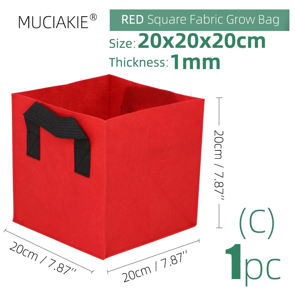20x20x20CM Thickness 1MM Square Grow Bags Economic Fabric Pots with Handles Garden Planting Containers for Vegetables Flowers