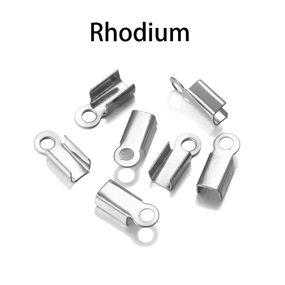 200pcs/lot Cove Clasps Cord End Caps String Ribbon Leather Clip Tip Fold Crimp Bead Connectors For Jewelry Making DIY Supplies