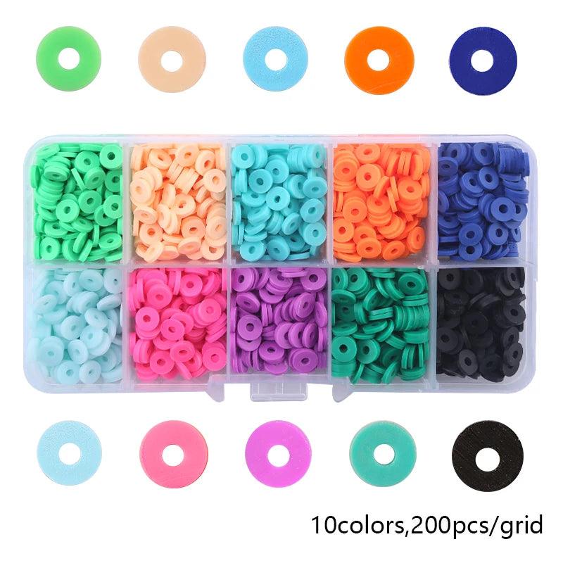 6mm Polymer Clay Beads Kit Flat Round Spacer Beads Kit with Alphabet Beads Pearls for Bracelets Necklace Making Jewelry DIY