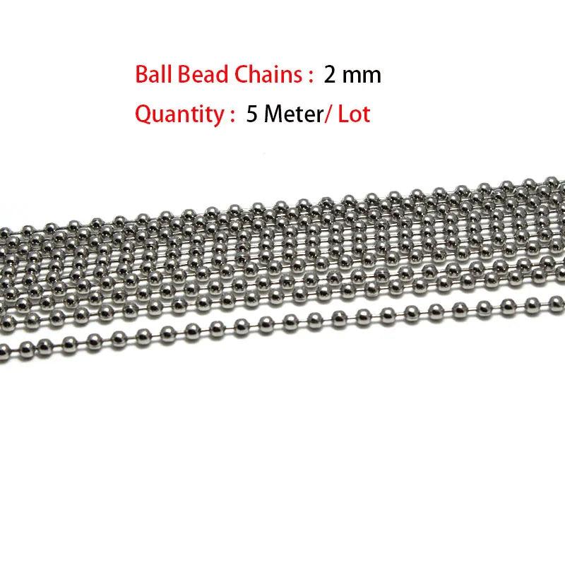1.5 2.4 10 mm Stainless Steel Ball Bead Chains & Connector Bulk Chains for Jewelry Making Fit DIY Necklace Keychain Accessories