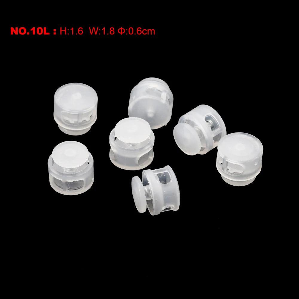 10pcs Cord Lock Plastic Stopper Cord Ends Toggles Clip Buckle Transparent Clear Frost For Shoelace Clothing DIY Bag Accessories