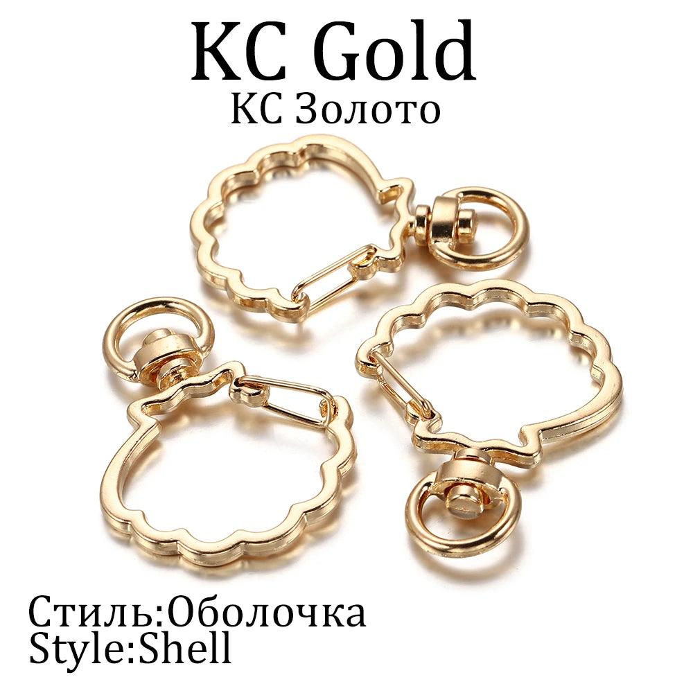 10pcs/lot Star Moon Heart Cat Dog Shell Dolphins Flowers Charms Lobster Clasps Hook For DIY Key Chain Jewelry Making Accessories