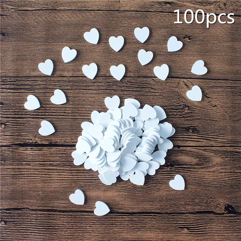 100pcs Wooden diy crafts accessories white love heart wood chips diy handmade album scrapbook graffiti party wedding decoration