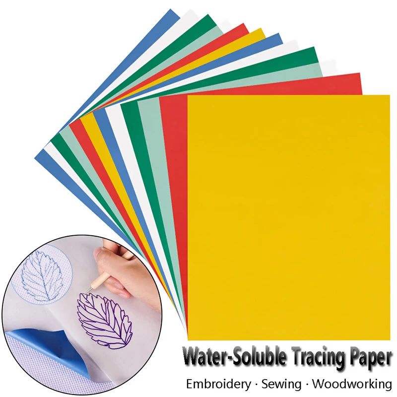 10PCS Handmade Embroidery Transfer Paper With Iron Pen Kit For Craft-Carbon Water-Soluble Tracing Paper DIY Sewing Tools