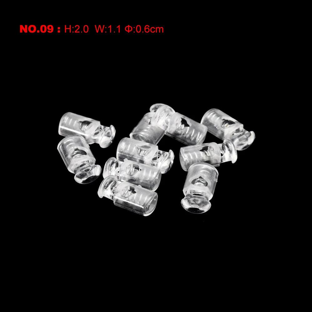 10pcs Cord Lock Plastic Stopper Cord Ends Toggles Clip Buckle Transparent Clear Frost For Shoelace Clothing DIY Bag Accessories
