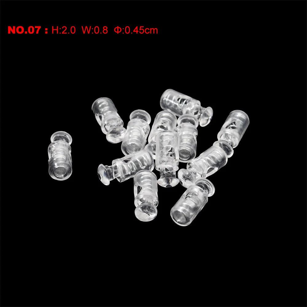 10pcs Cord Lock Plastic Stopper Cord Ends Toggles Clip Buckle Transparent Clear Frost For Shoelace Clothing DIY Bag Accessories
