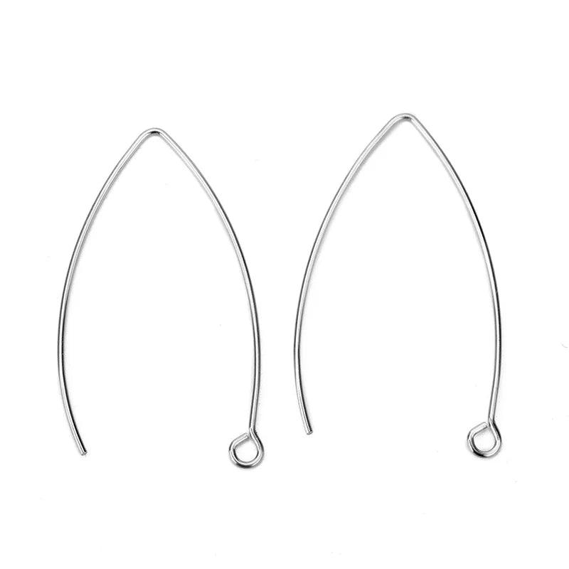 20pcs/lot Stainless Steel Anti Allergy V Shape Earring Hooks Hypoallergenic Earrings Clasp Wire For Diy Jewelry Making Findings