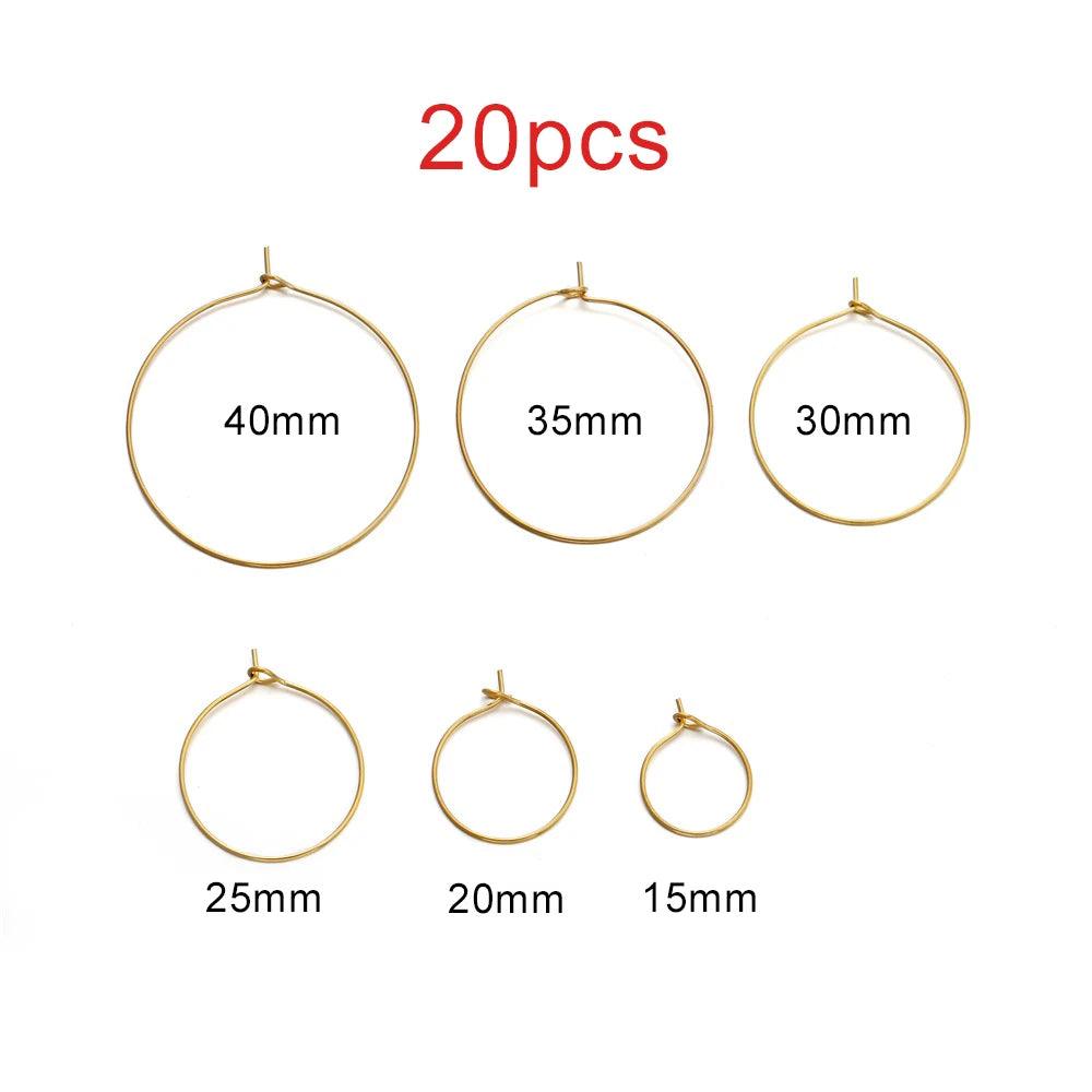 20pcs/lot Gold Stainless Steel Big Circle Wire Hoops Loop Earrings High Quality for DIY Dangle Earring Jewelry Making Supplies