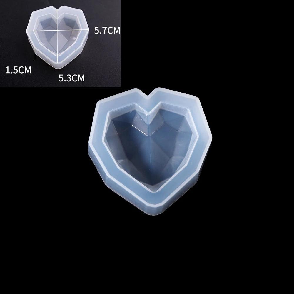 3 Sizs 3D Diamond Love Epoxy Resin Mold Geometric Heart Shape Candle Molds for DIY Epoxy Resin Soap Crafts Home Decoration Tools