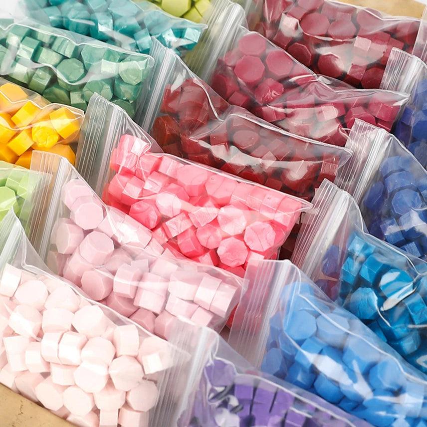 100Pcs/Bag Retro Octagon Wax Seal Stamp Wax Beads Scrapbooking Material DIY Craft Envelope Wedding Postcard Stamp Sealing Wax - Winord