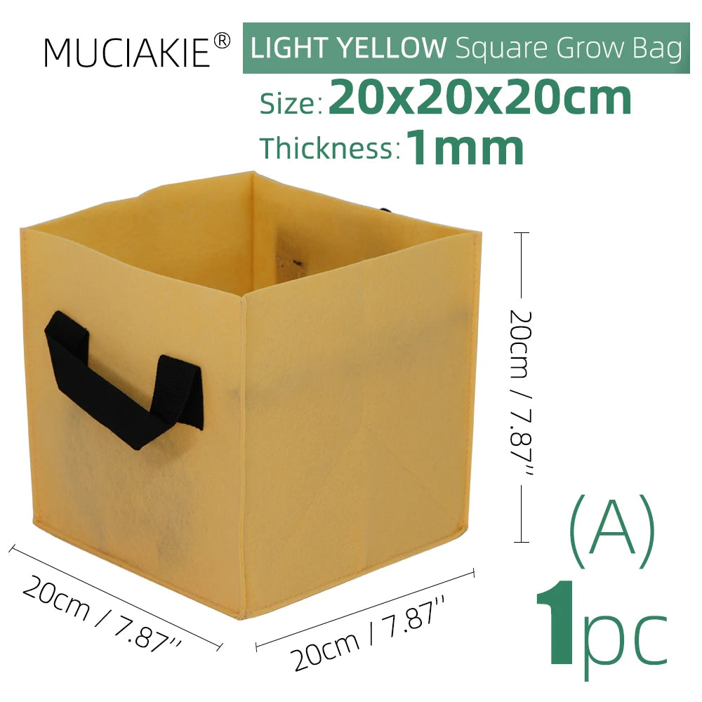 20x20x20CM Thickness 1MM Square Grow Bags Economic Fabric Pots with Handles Garden Planting Containers for Vegetables Flowers