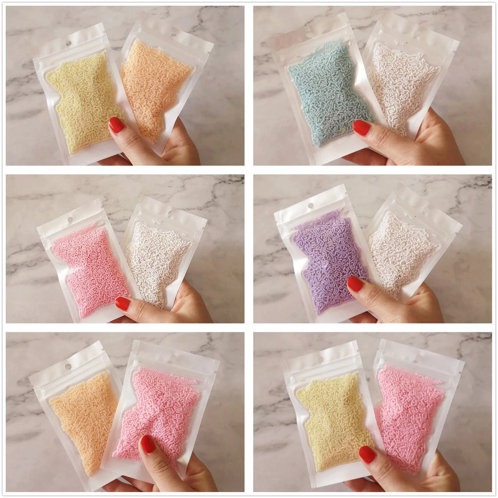 20g/lot Fake Candy Sweets Sugar Long Cylindrical Polymer Soft Clay Sprinkles for DIY Crafts Tiny Cute plastic Accessories