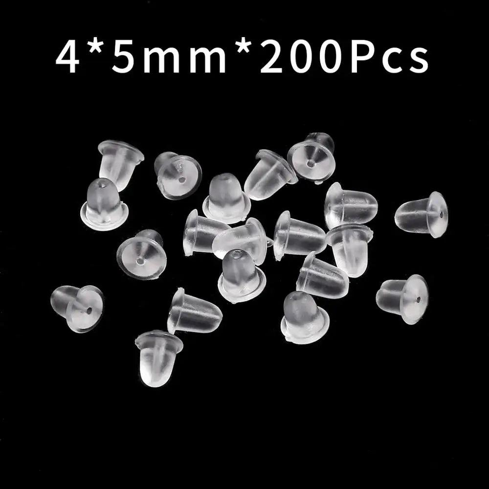 200pcs/lot Rubber Earring Back Silicone Round Ear Plug Blocked Caps Earrings Back Stoppers For DIY Earring Parts Jewelry Making