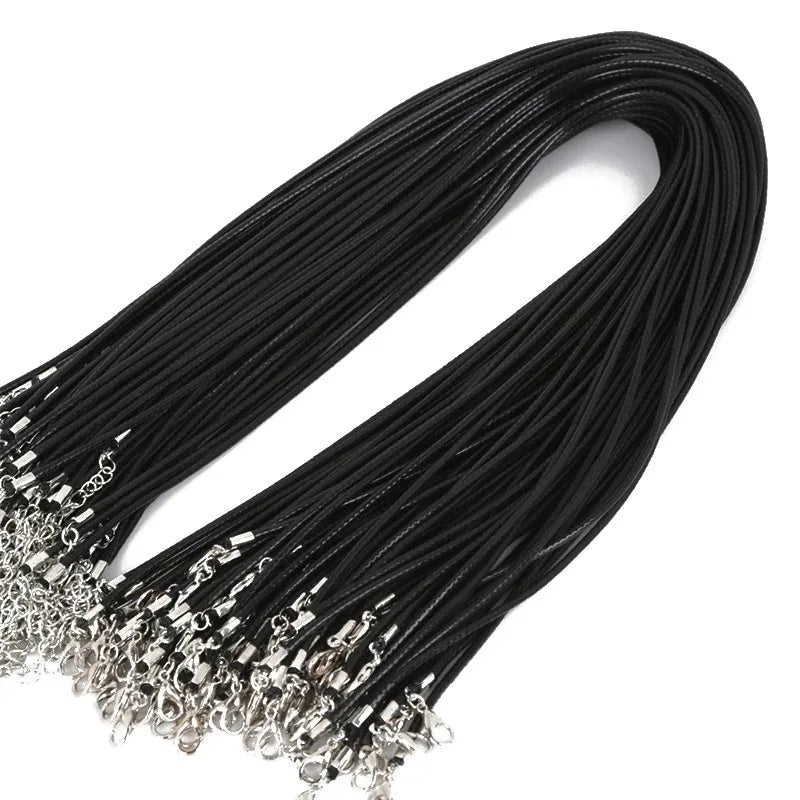 100pcs/Lot Bulk 1.5-2MM Black Wax Leather Snake Necklaces Cord String Rope Wire Extender Chain For Jewelry Making Wholesale