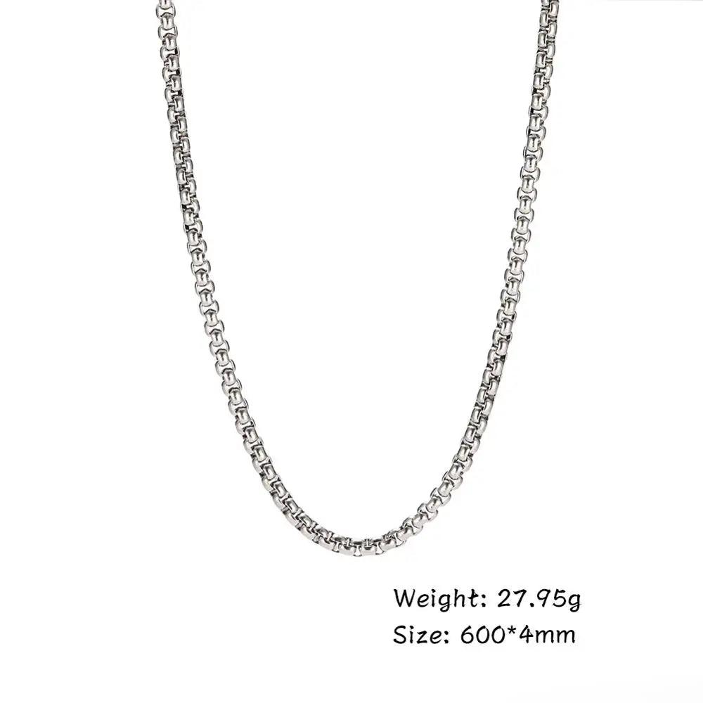 Skyrim Fashion 60cm Long Box Chain Necklace Stainless Steel Statement 2-4mm Thick Chains Jewelry Gift for Men Women Wholesale