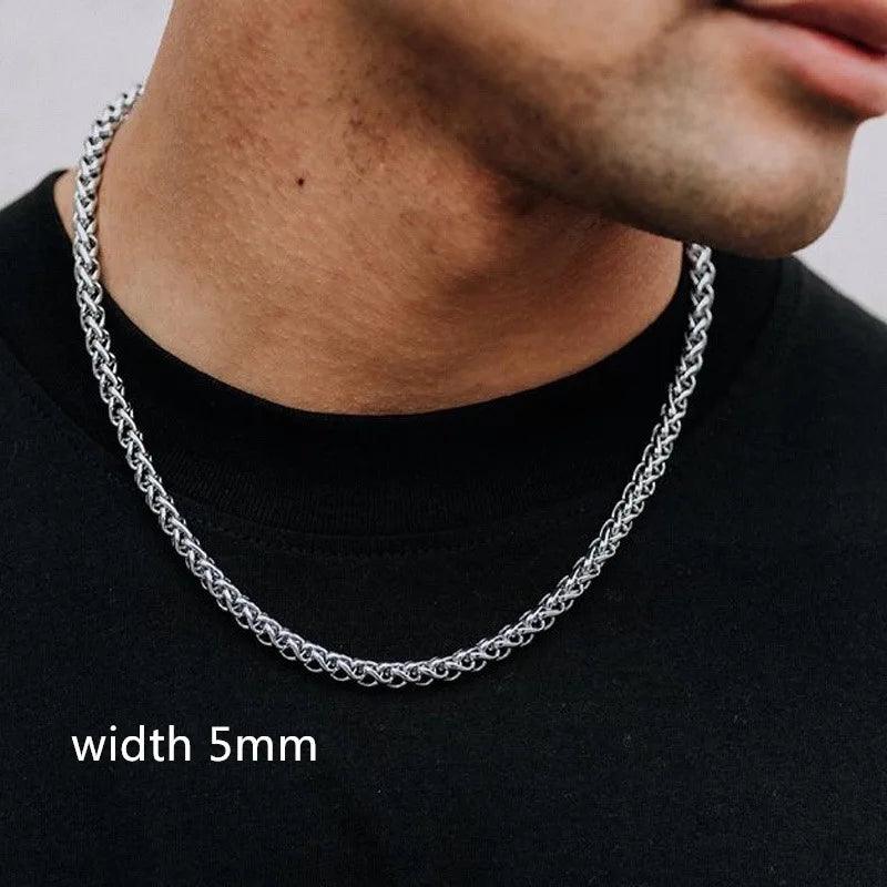 Rope Cuban Chain Necklace Men Fashion Temperament Stainless Steel Choker Link Chain Necklace For Men Jewelry Gift