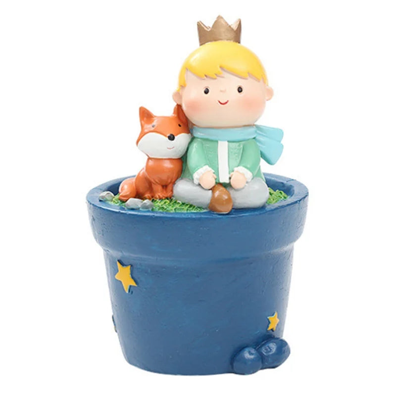 Resin Succulent Planter Small Ornament Cute Prince Pots Little Boy Flowerpot Bonsai Garden Home Decor Plant Pot