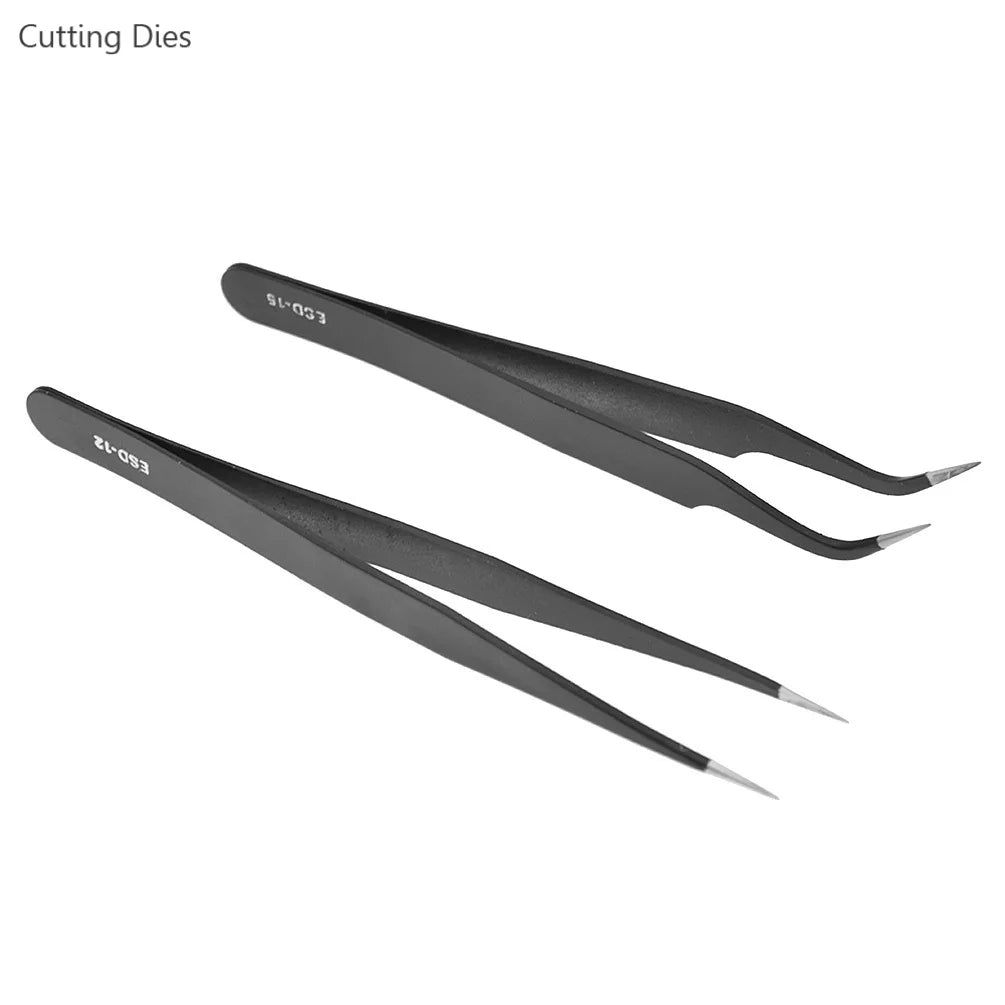 2019 New Die Cutting Tools 12cm Curved Fine Point Tweezers Black Coated Accurate For Diy Cutting Dies Projects