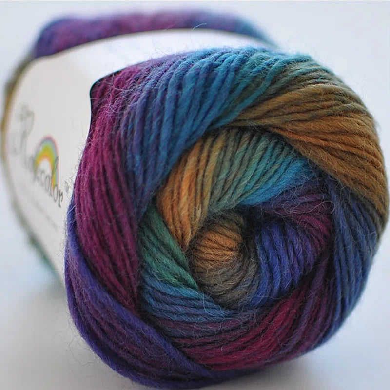 100 Percent Wool Yarn Rainbow Color for Hand Knitting and Crochet Plush Thickness DIY Soft Scarf Shawl and Sweater
