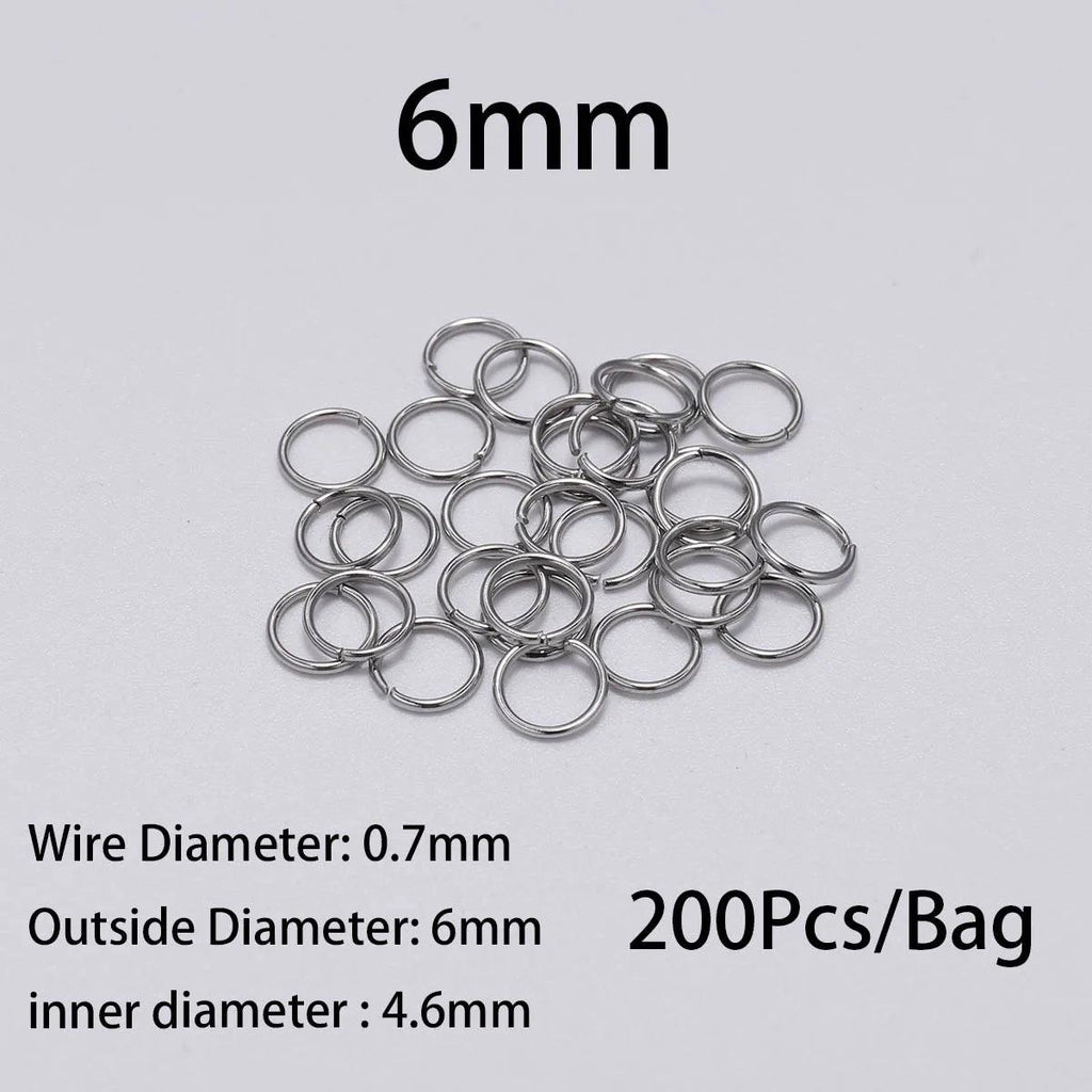 100-200pcs 3-15mm Stainless Steel Open Single Loops Jump Rings Split Ring For Jewelry Making DIY Connector Accessories