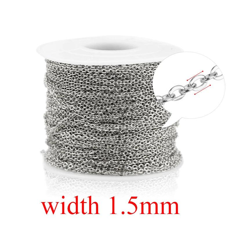 2m/lot Stainless Steel Cable Chain Bulk for Silver Rose Gold Chain 1mm 1.5mm 2mm 2.5mm Necklace Diy Jewelry Materials
