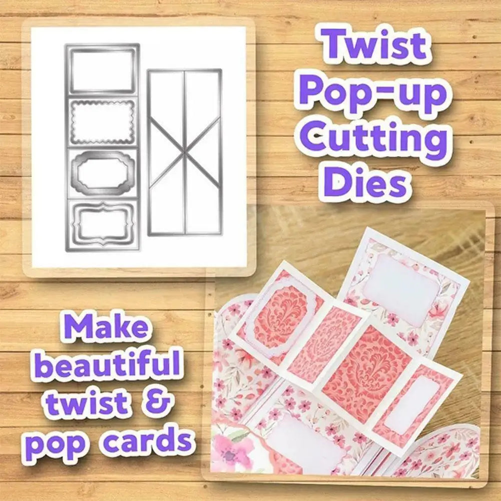 Pop Up Card Cutting Dies Set Twist & Pop Metal Cutting Die For DIY Scrapbooking Gift Card Making Template