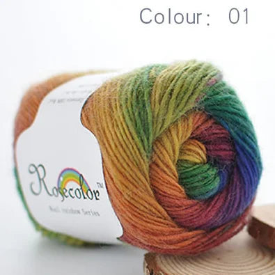 100 Percent Wool Yarn Rainbow Color for Hand Knitting and Crochet Plush Thickness DIY Soft Scarf Shawl and Sweater