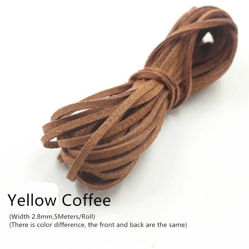 3MM 5M Micro-Fiber Flat Leather Lace Beading Thread Faux Suede Cord String Velvet Beading Supplies