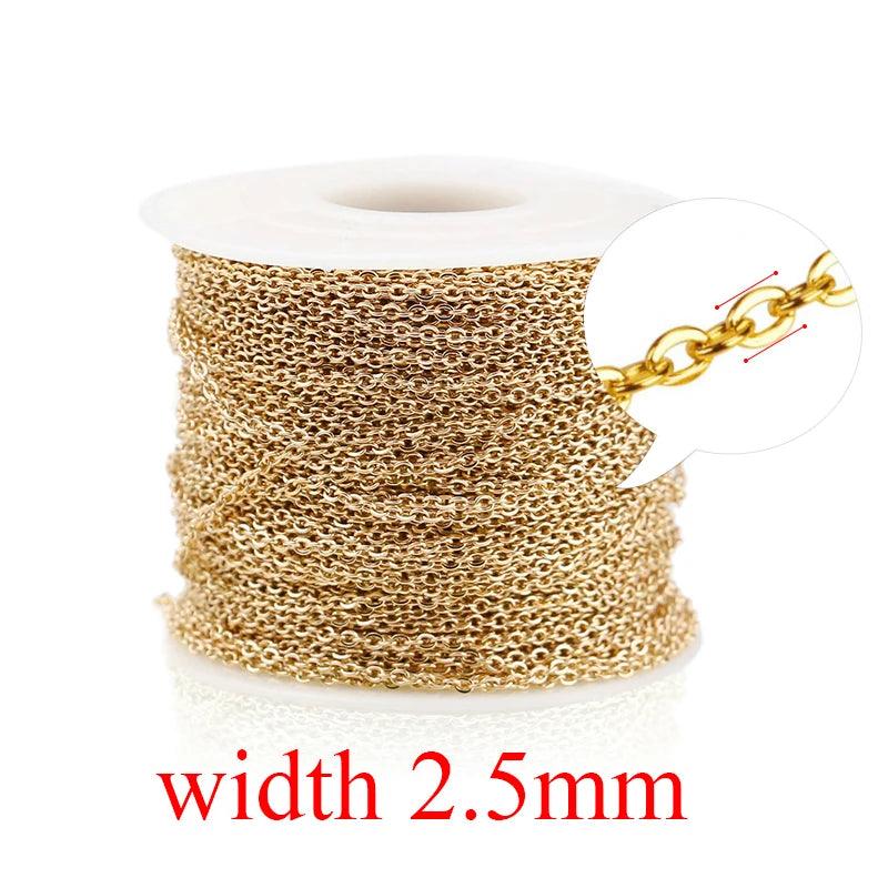 2m/lot Stainless Steel Cable Chain Bulk for Silver Rose Gold Chain 1mm 1.5mm 2mm 2.5mm Necklace Diy Jewelry Materials