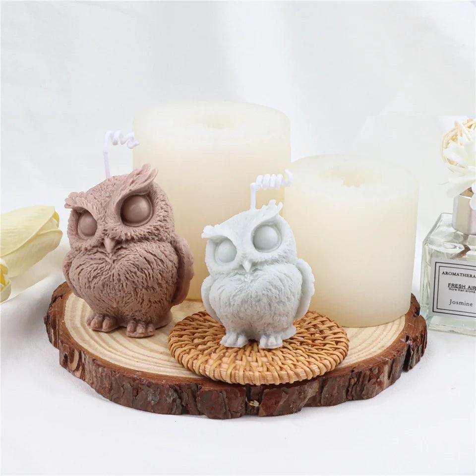 3D Owl Silicone Candle Mold Fondant Animal Aroma Plaster Wax 3D Stereo DIY Handmade Soft Tool Making Scented soap - Winord