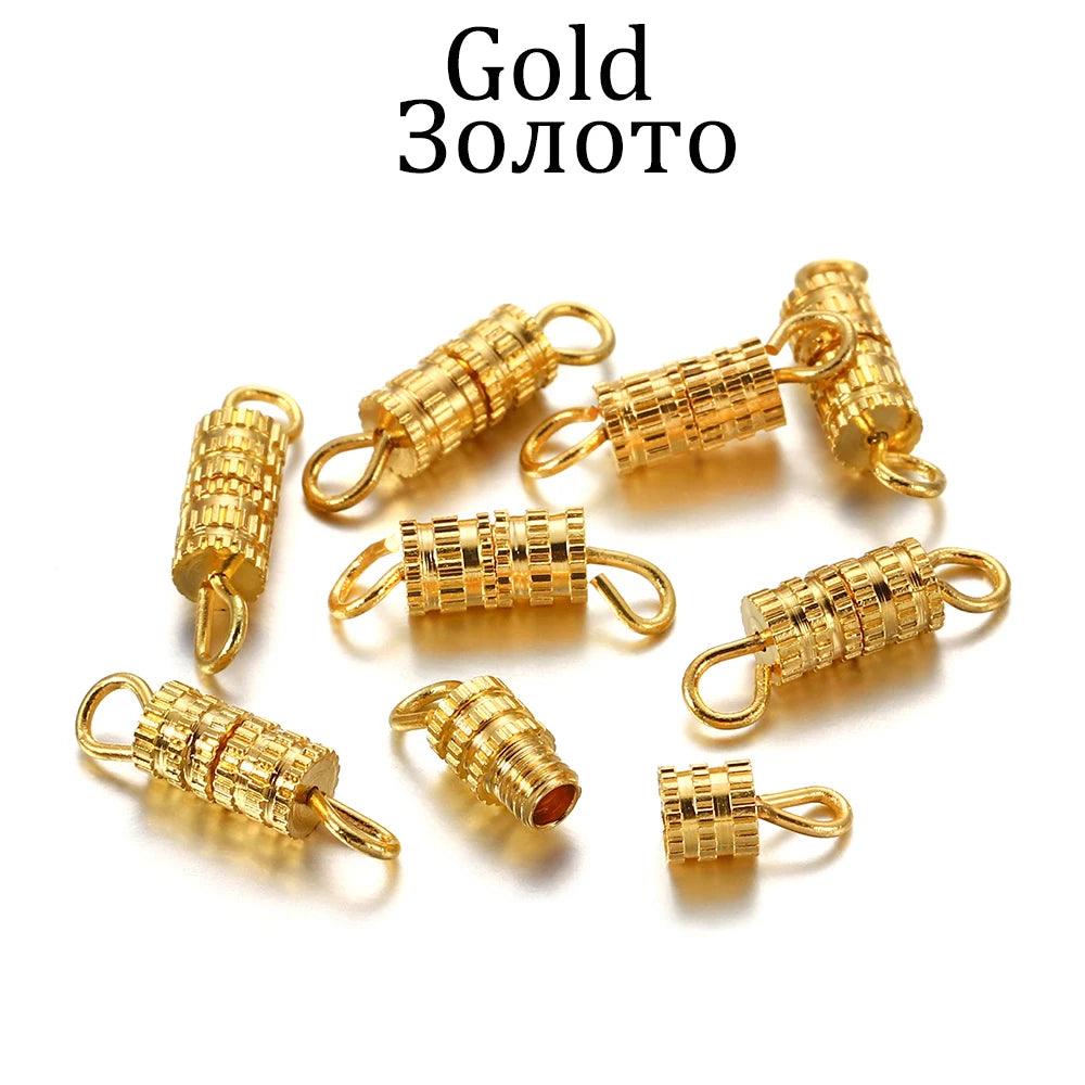 30pcs Cylinder Fasteners Buckle Closed Screw Clasps for Bracelet Connectors for DIY Jewelry Making Accessories Findings Supplies