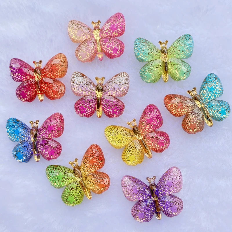 10pcs new resin Shining Butterfly flat back Cabochon Charm DIY Phone/Craft Decoration Accessories C76