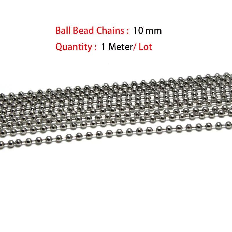 1.5 2.4 10 mm Stainless Steel Ball Bead Chains & Connector Bulk Chains for Jewelry Making Fit DIY Necklace Keychain Accessories