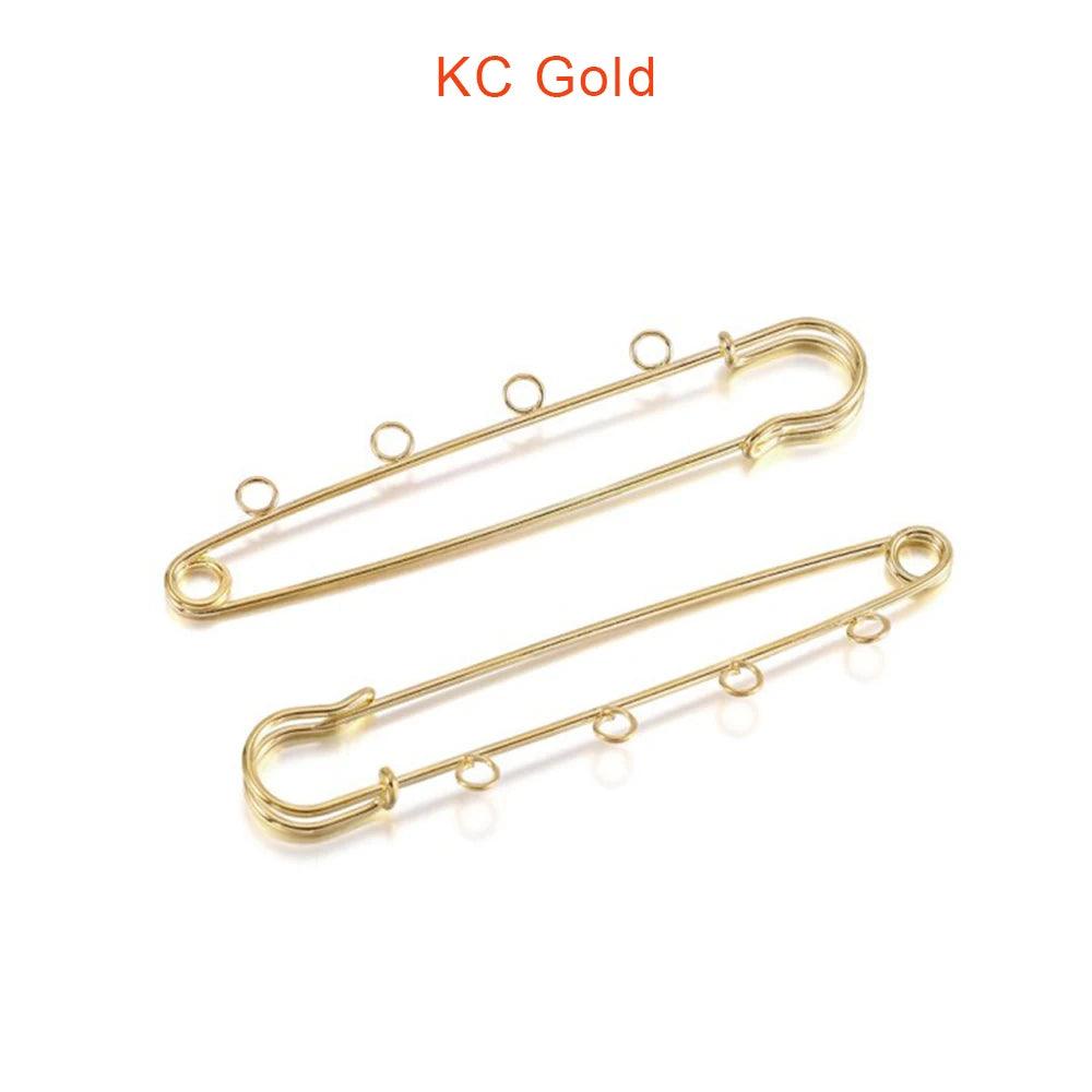 10Pcs Safety Pins Brooch Blank Base Brooch Pins 50/80/90mm Pins 3/5 Holes Jewelry Pin For Jewelry Making Supplies Accessories
