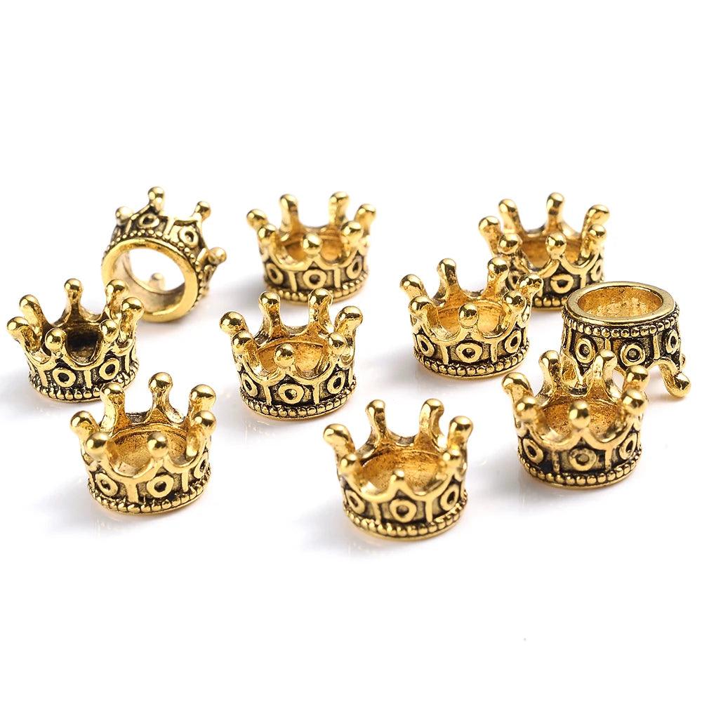 10/50pcs Alloy Loose Spacer Beads Gold Silver Crown Beads for Jewelry Making DIY Bracelet Handmade Accessories 6x9/12mm