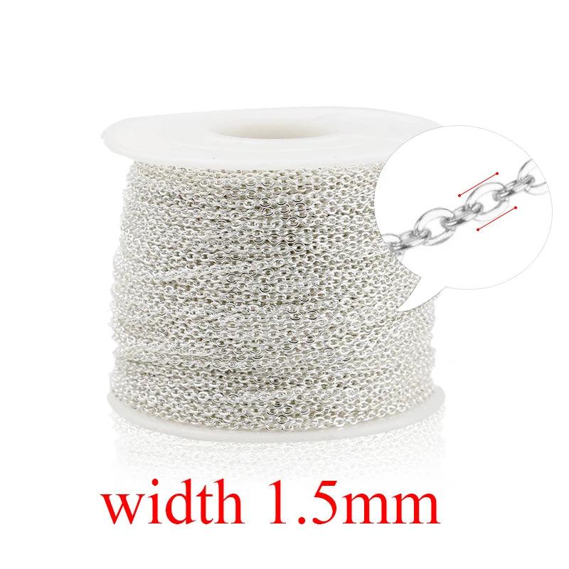 2m/lot Stainless Steel Cable Chain Bulk for Silver Rose Gold Chain 1mm 1.5mm 2mm 2.5mm Necklace Diy Jewelry Materials