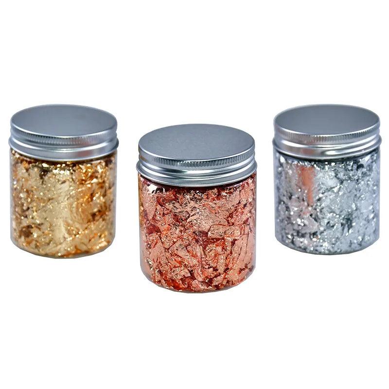 3g Imitation Gold Sliver Copper Foil Leaf Flake Sheets Bulk Foil Paper for DIY Nail Art Decor Candle Mold Making Decor Arts - Winord