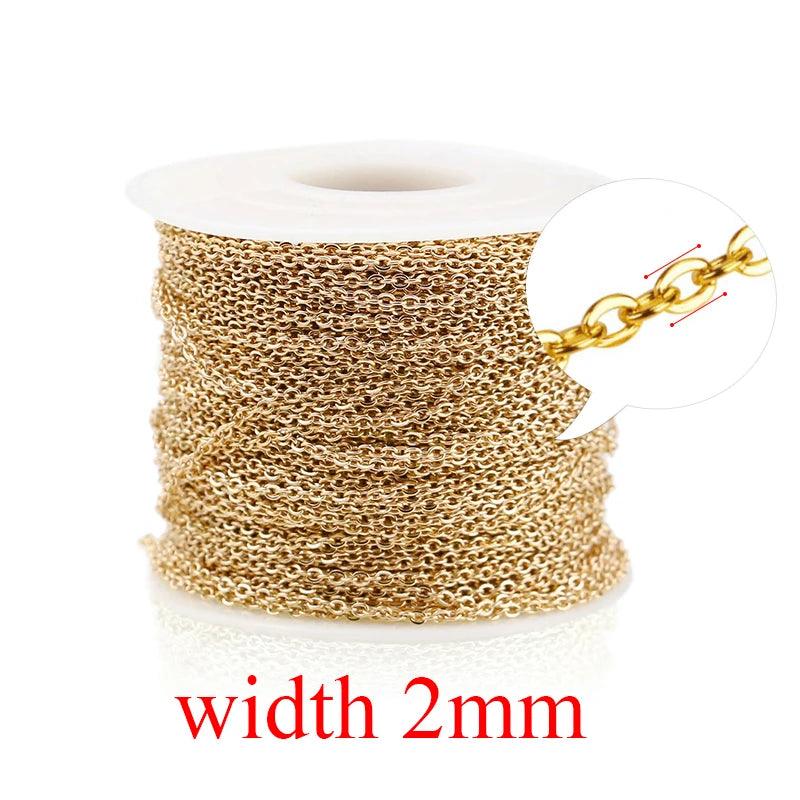 2m/lot Stainless Steel Cable Chain Bulk for Silver Rose Gold Chain 1mm 1.5mm 2mm 2.5mm Necklace Diy Jewelry Materials