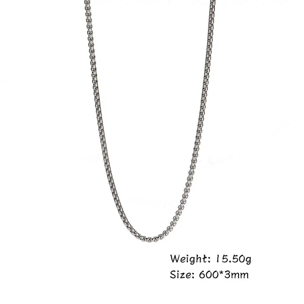Skyrim Fashion 60cm Long Box Chain Necklace Stainless Steel Statement 2-4mm Thick Chains Jewelry Gift for Men Women Wholesale