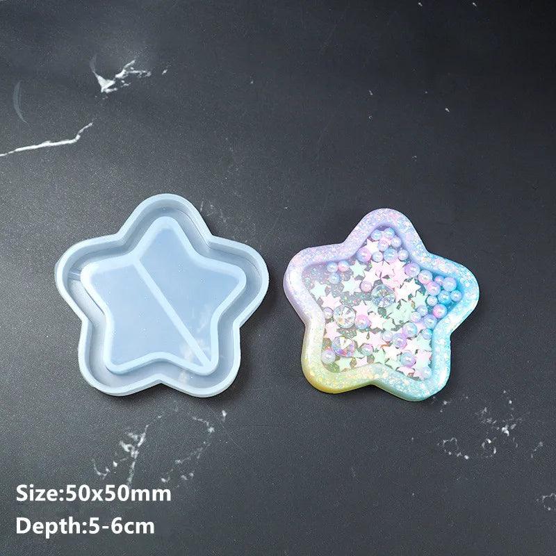 Hot Shaker Silicone Molds Epoxy Resin Bear Star Popsicle Shaker mold Key Chain Charms Shiny Mold DIY Jewelry Craft Tool