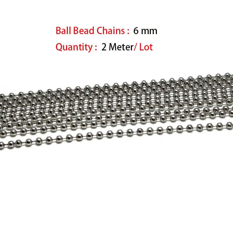1.5 2.4 10 mm Stainless Steel Ball Bead Chains & Connector Bulk Chains for Jewelry Making Fit DIY Necklace Keychain Accessories
