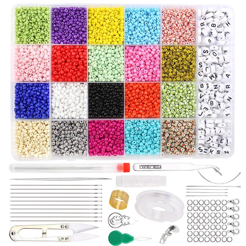 20000pcs Jewelry Making Kit Seed Beads Set 2mm Glass Beads Set Bracelets Necklace Ring Making Seedbeads Kit For DIY Art Craft