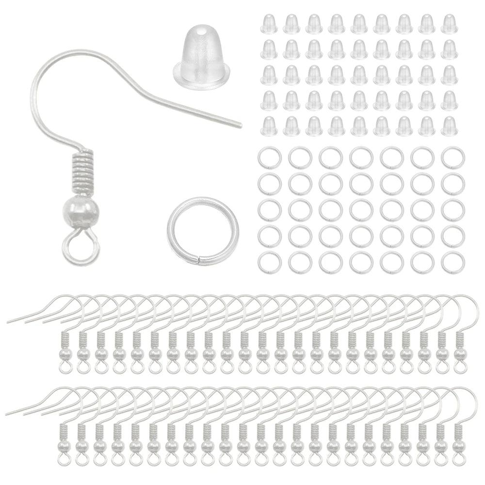 300pcs Earrings Set Earring Hooks Open Jump Rings Ear Plug Connects For DIY Jewelry Making Findings Supplies Accessories