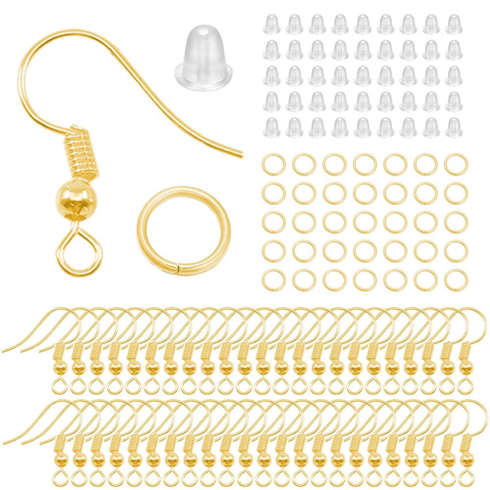 300pcs Earrings Set Earring Hooks Open Jump Rings Ear Plug Connects For DIY Jewelry Making Findings Supplies Accessories